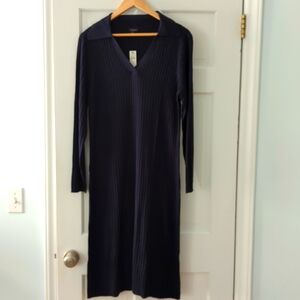 Talbot's Navy collared ribbed dres, Large